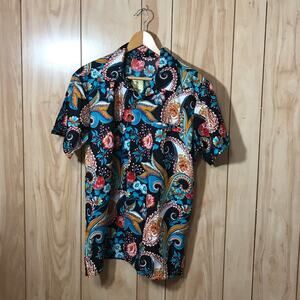 NWT Stylore Black Paisley Button-Down Short Sleeve Men Shirt M